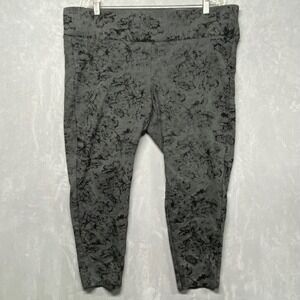 Torrid Pixie Floral Print Leggings Womens 2R‎ Grey Black Stretch Flocking